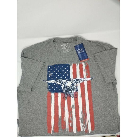 American Flag Shirt Home of the Brave Mens Size XL Fast Shipping New with Tags! - Picture 2 of 5